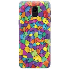 GOSSO Ультратонкий силиконовый чехол-накладка для Samsung Galaxy J6 (2018) с принтом "Яркая мозаика"