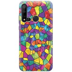 GOSSO Ультратонкий силиконовый чехол-накладка для Huawei Nova 5i / P20 Lite (2019) с принтом "Яркая мозаика"