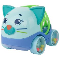 Погремушка Happy Snail Машина-погремушка Котик Дарси 20HS03RC голубой/зеленый