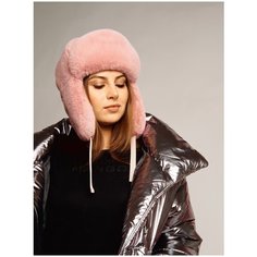 Ушанка BATTISTA Маргарита 1408 из экомеха под высокую норку пудра