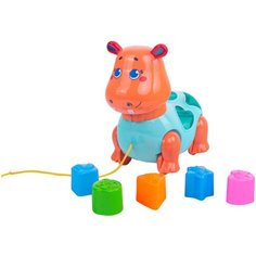 Каталка-игрушка Happy Snail Бегемот Бубба 20HS02SHB голубой/оранжевый