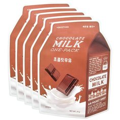 APIEU Маска тканевая с молочными протеинами и экстрактом какао Chocolate Milk One-Pack, 21 г, 5 шт.