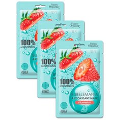 Funny Organix BubbleMania кислородная тканевая маска-антиоксидант Сочная клубника, 25 г, 3 шт.