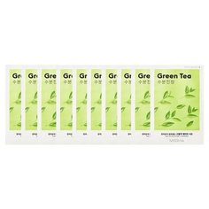 Missha Airy Fit Sheet Mask Green Tea успокаивающая, 19 г, 10 шт.
