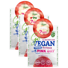 7DAYS Тканевая маска для лица косметическая GO VEGAN Friday Сияние, Гранат и Мангустин, 3 шт