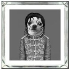 KARE Design Картина в рамке Dog, коллекция "Собака" 60*60*5, Бумага, МДФ, Стекло, Зеркальное стекло, Белый, Черный