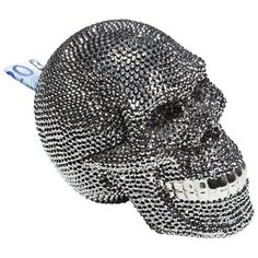 KARE Design Копилка Skull Crystal, коллекция "Череп с кристаллами" 14*16*21, Доломит, Полирезин, Серебряный
