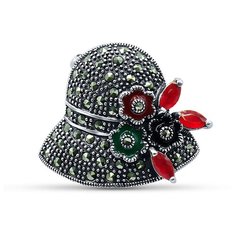 Silver WINGS Брошь из серебра куб.цирконий, эмаль, марказит 081506d-m-39