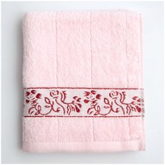 Полотенце банное, купальное для лица, рук AMARO HOME махровое 34*76 розовый