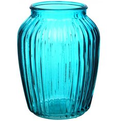 Ваза для цветов NinaGlass Луана, голубая, высота 19,5 см