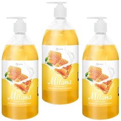 Крем-мыло жидкое Grass Milana молоко и мед, 1 л, 3 шт.