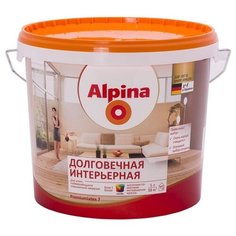 Краска Alpina Долговечная интерьерная моющаяся полуматовая белый 5 л