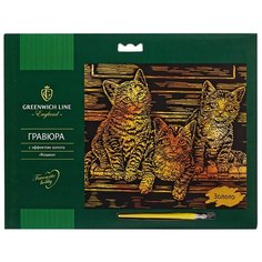Гравюра Greenwich Line Кошки EA_22551 золотистая основа