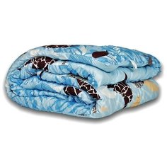 Одеяло АльВиТек Ватное, теплое, 140 х 205 см (голубой/коричневый/белый)
