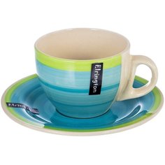 Elrington Чашка с блюдцем Весенняя капель 220 мл белый/голубой/зеленый