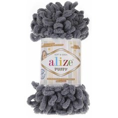 Пряжа Alize Puffy, цвет угольно-серый, 5 мотков