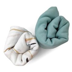 Муслиновые пеленки UMBO с внутренними ЗАСТЁЖКАМИ, 120х90 см, набор 2 шт: "Морской туман" - 70% бамбук, 30% органический хлопок, "Утренние птицы" - 70% бамбук, 30% органический хлопок