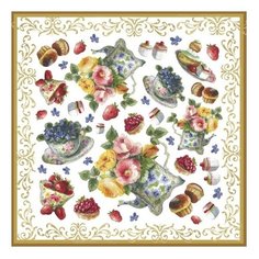 Салфетка рисовая Чайники и цветы 50 х 50 см * 1 лист Stamperia