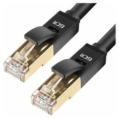Патч-корд FTP GCR для интернета 10 Гбит/с cat6 RJ45M черный 0.1м