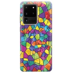 Ультратонкий силиконовый чехол-накладка для Samsung Galaxy S20 Ultra с принтом "Яркая мозаика" Gosso