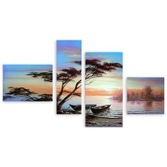 Модульная картина на холсте "Утро на речке" 120x70 см Modulka.Ru