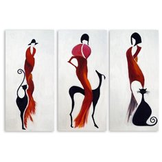 Модульная картина на холсте "Дама с кошкой и собакой" 90x62 см Modulka.Ru