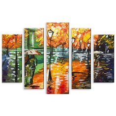 Модульная картина на холсте "Прогулка под дождем" 170x120 см Modulka.Ru