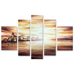 Модульная картина на холсте "Город на берегу" 150x75 см Modulka.Ru