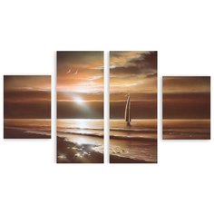 Модульная картина на холсте "Закат в море" 150x89 см Modulka.Ru