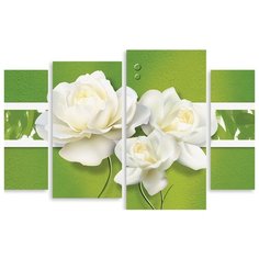 Модульная картина на холсте "Белые розы" 150x100 см Modulka.Ru