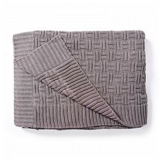 Плед вязаный из акрила Бел-Поль шахматы капучино 130х170