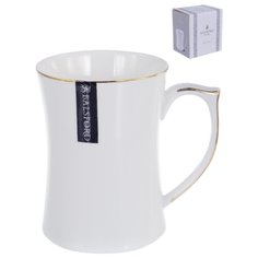 Кружка ГРАЦИЯ серия ЭФРА, 370мл,изготовленно из белоснежного фарфора NEW BONE CHINA, декор - белый с золотом, квадратная подарочная упаковка с окном и бантом ТМ Balsford, артикул 101-01032