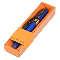 Ручка в футляре "MONACO" шариковая 0.5 ММ, СИНЯЯ (ярко-синий корпус, оранжевая коробка) Bruno Visconti