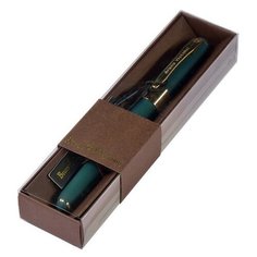 Ручка в футляре "MONACO" шариковая 0.5 ММ, СИНЯЯ (зеленый корпус, коричневая коробка) Bruno Visconti