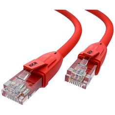 Профессиональный патч-корд 1м UTP кат.6, красный, GCR, литой, ethernet high speed 10 Гбит/с, компьютерный кабель для интернета