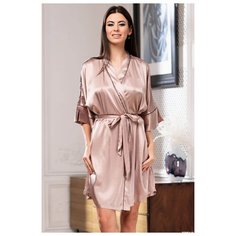 Mia&Mia Короткий халатик Gabriella с поясом кофейный L-XL