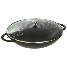 Вок Staub со стеклянной крышкой, 37 см, 5,7 л, черный 1313923