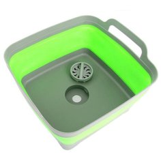 Корзина-раковина пластиковая складная с ручками 9л, зеленая Bradex