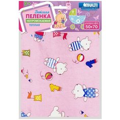 Многоразовые пеленки Multi Diapers непромокаемая теплая Ультрасофт 50х70 розовый/мишки