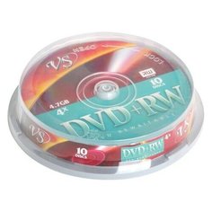 Диски DVD + RW VS 4,7 Gb 4x, КОМПЛЕКТ 10 шт., Cake Box, VSDVDPRWCB1001 511543