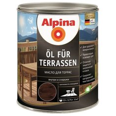 Лессирующий состав Alpina Oel fuer Terrassen Dunkel, Масло для террас и садовой мебели, темный тон, 0,75 л