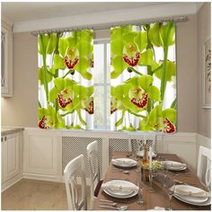 Фотошторы "Зеленая орхидея", 145*160 2 шт. Сирень