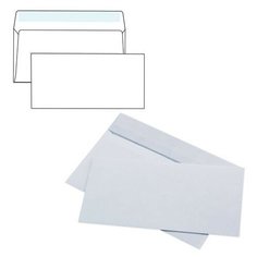 Конверты E65 (110х220 мм), отрывная полоса, белые, КОМПЛЕКТ 1000 шт., внутренняя запечатка, Е65.01С 128294 Курт