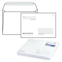 Конверты С4 (229х324 мм), отрывная полоса, "Куда-Кому", 100 г/м2, КОМПЛЕКТ 50 шт., внутренняя запечатка, 1658.50 124221 Курт