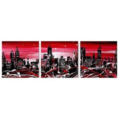 Модульная картина на холсте "Розовый город" 90x30 см Modulka.Ru