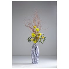 KARE Design Ваза Fischschwarm, коллекция "Стая Рыб" 21,5*56*21,5, Фарфор, Белый, Синий