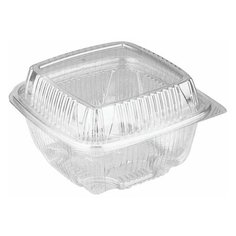 Одноразовые контейнеры прямоугольные 1250 мл, КОМПЛЕКТ 75 шт., С КРЫШКОЙ, 167х173х81 мм, ПЭТ, прозрачные 605108 Стиролпласт