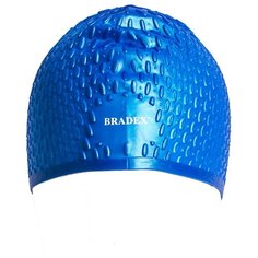 Шапочка для плавания силиконовая, бабл, синий Bradex
