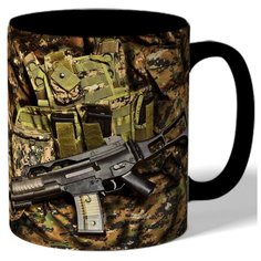 Кружка цветная с рисунком 100% мужик автомат Drabs