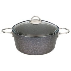 Кастрюля - сотейник Agness со стекл. крышкой и антипригар. покрытием, серия granite, 24х11 см, 4,1 л (952-037)